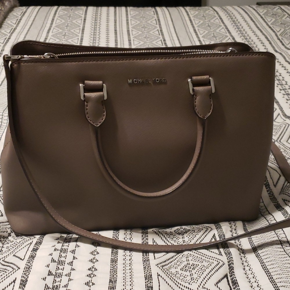 Michael Kors Brown Satchel with Silver Hardware
